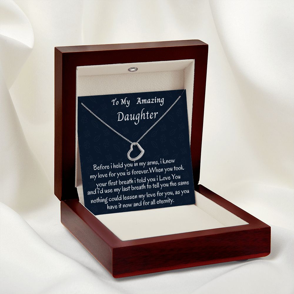 To My Beautiful Delicate  Heart Name Necklace, Birthday Gift For Her, Graduation Gift For My Beautiful Daughter, Custom Name Necklace, Mom To Daughter Gift.