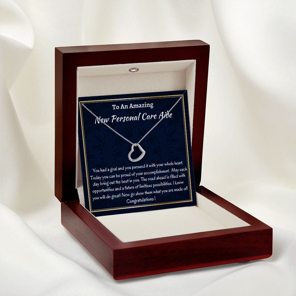 To An Amazing New Personal Care Aide Delicate Heart Necklace, New Personal Care Aide Gift, Appreciation Jewelry Gift, Meaningful Gift, Unique Jewelry Gift,