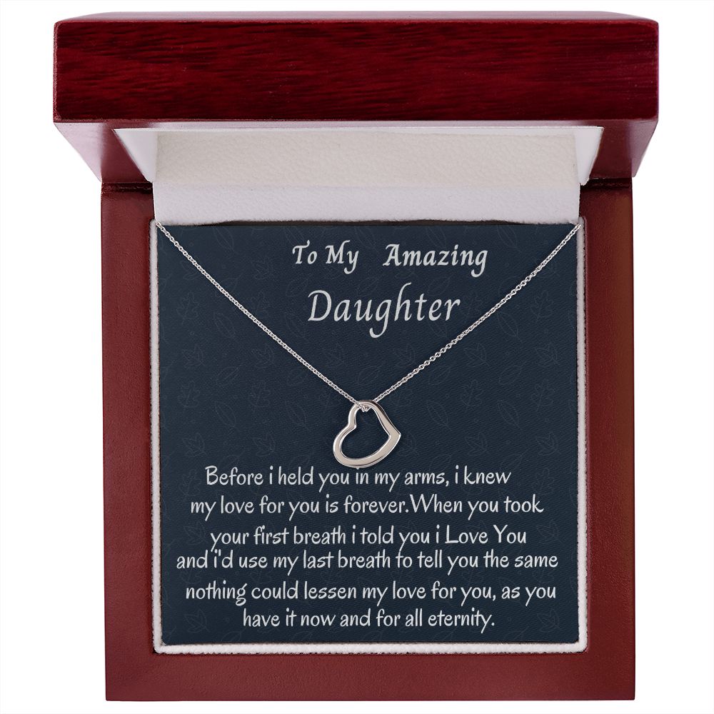 To My Beautiful Delicate  Heart Name Necklace, Birthday Gift For Her, Graduation Gift For My Beautiful Daughter, Custom Name Necklace, Mom To Daughter Gift.