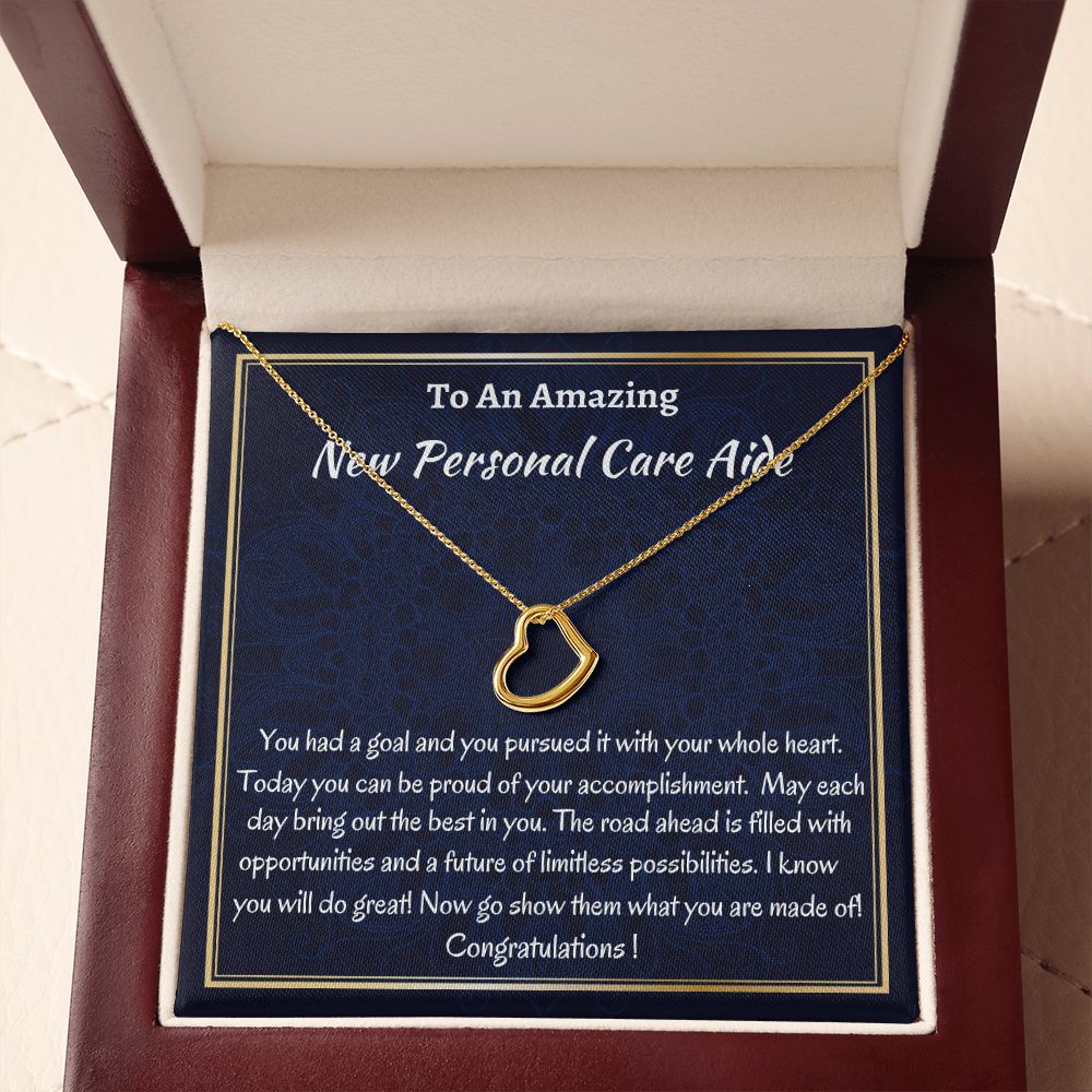 To An Amazing New Personal Care Aide Delicate Heart Necklace, New Personal Care Aide Gift, Appreciation Jewelry Gift, Meaningful Gift, Unique Jewelry Gift,