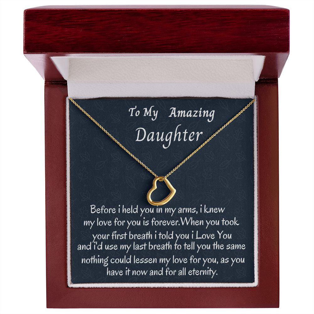 To My Beautiful Delicate  Heart Name Necklace, Birthday Gift For Her, Graduation Gift For My Beautiful Daughter, Custom Name Necklace, Mom To Daughter Gift.