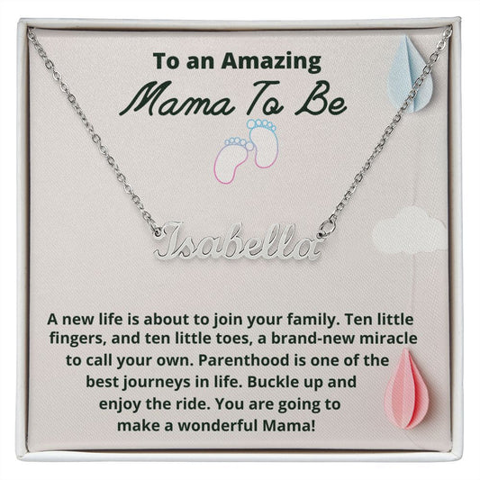 To An Amazing Mama To Be Custom Name Necklace, Personalized Name Necklace, New Mom Gift, Pregnancy Gift, Women Jewelry, Mama To Be Necklace.