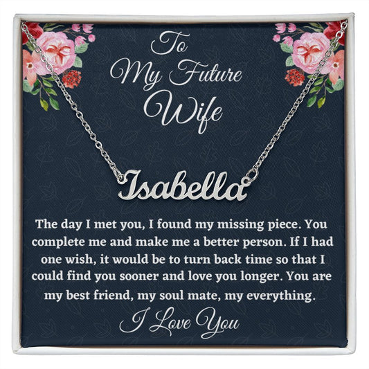 To My Future Wife Custom Name Necklace, Personalized Name Necklace, Romantic Gift, Valentine Gift, Women Jewelry, Meaningful Gift.