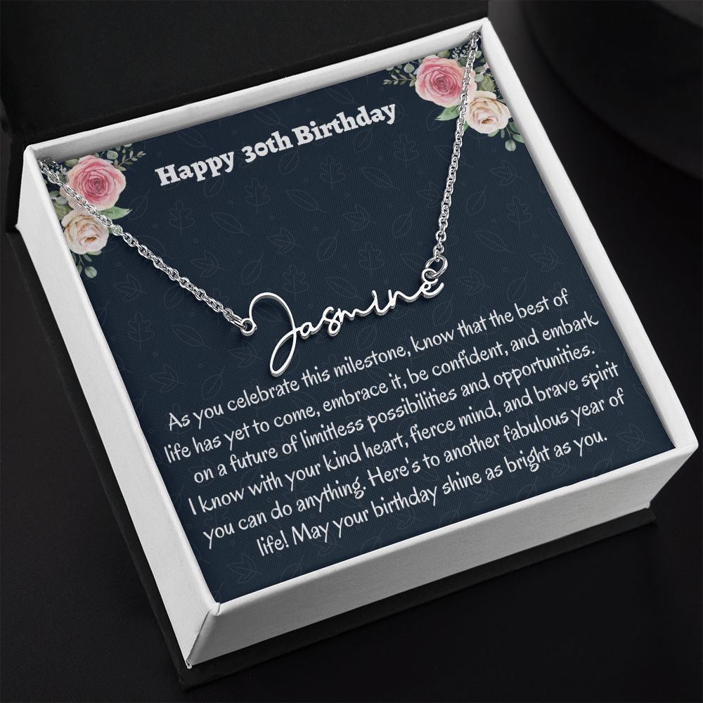 Happy 30th Birthday Signature Style Necklace, Birthday Gift For A 30 Year Old, Job Promotion  Gift For Her, New Mom Jewelry Gift, Meaningful Gift.