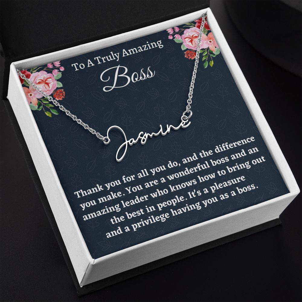 Personalized Signature Necklace, Boss Gift for Women Boss, Name Necklace Gift, Boss Lady Jewelry Gift, Appreciation Thank You Gift