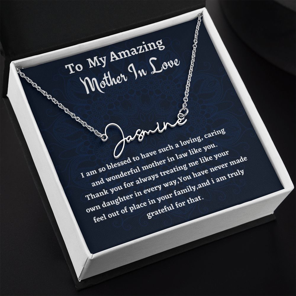 To My Amazing Mother In Love Signature Style Necklace, Birthday Gift For An  Amazing Mother In Love, Mothers Day Gift, Gift From Daughter In Law.