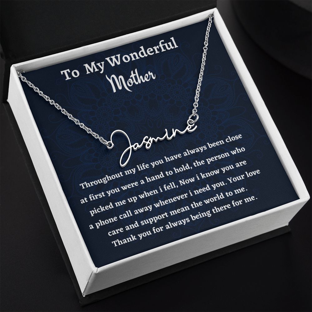 To My Wonderful Mother Signature Style Necklace, Birthday Gift For My Wonderful Mother, Mothers Day Gift, Meaningful Gift, Gift From Daughter.