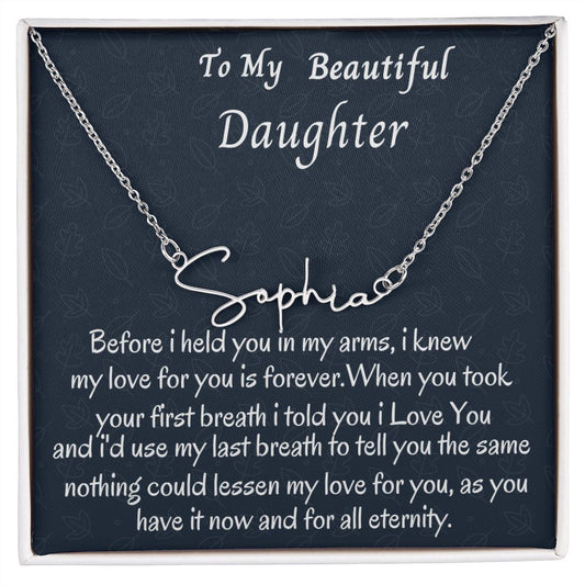 To My Beautiful Daughter Signature Style Necklace, Birthday Gift For My Beautiful Daughter, Graduation Gift, Mother To Daughter Gift.,