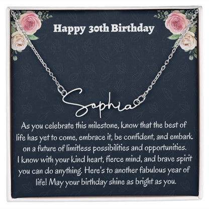 Happy 30th Birthday Signature Style Necklace, Birthday Gift For A 30 Year Old, Job Promotion  Gift For Her, New Mom Jewelry Gift, Meaningful Gift.