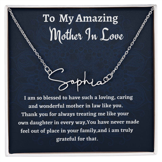 To My Amazing Mother In Love Signature Style Necklace, Birthday Gift For An  Amazing Mother In Love, Mothers Day Gift, Gift From Daughter In Law.