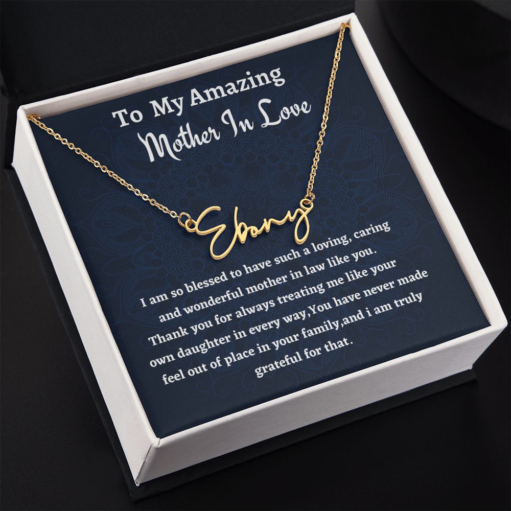 To My Amazing Mother In Love Signature Style Necklace, Birthday Gift For An  Amazing Mother In Love, Mothers Day Gift, Gift From Daughter In Law.