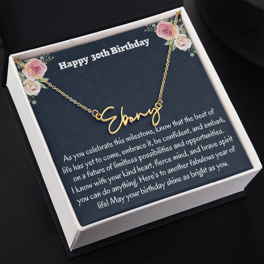Happy 30th Birthday Signature Style Necklace, Birthday Gift For A 30 Year Old, Job Promotion  Gift For Her, New Mom Jewelry Gift, Meaningful Gift.
