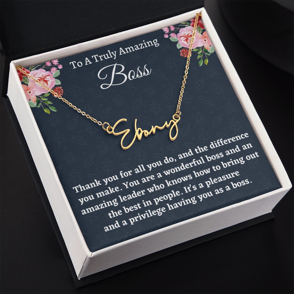 Personalized Signature Necklace, Boss Gift for Women Boss, Name Necklace Gift, Boss Lady Jewelry Gift, Appreciation Thank You Gift