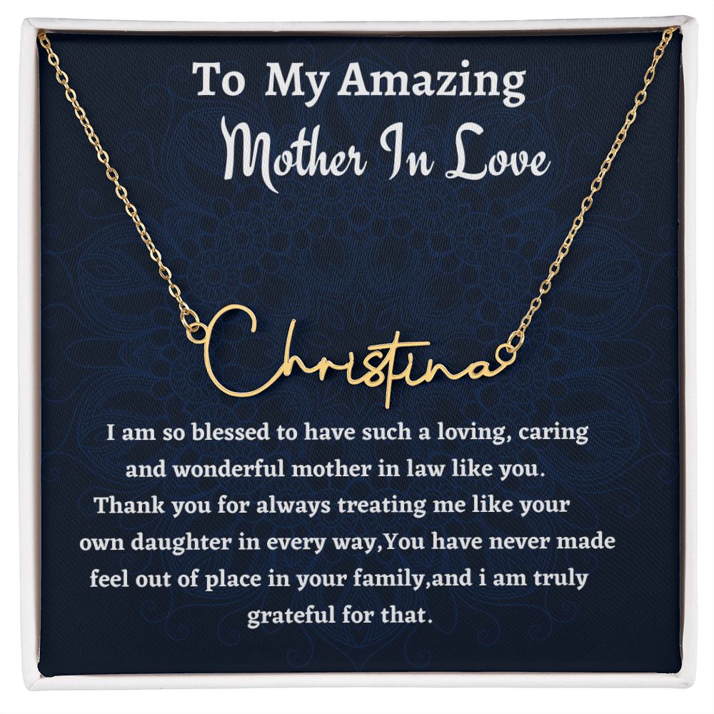 To My Amazing Mother In Love Signature Style Necklace, Birthday Gift For An  Amazing Mother In Love, Mothers Day Gift, Gift From Daughter In Law.