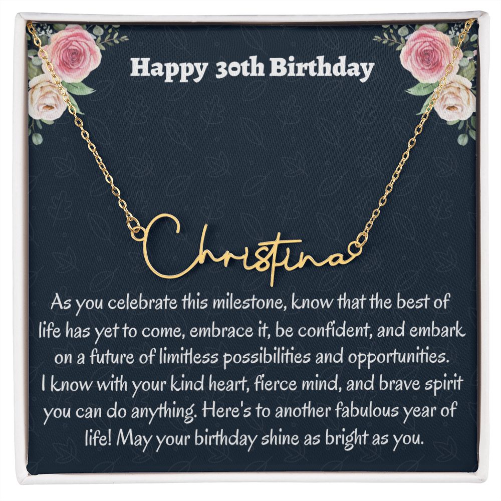 Happy 30th Birthday Signature Style Necklace, Birthday Gift For A 30 Year Old, Job Promotion  Gift For Her, New Mom Jewelry Gift, Meaningful Gift.