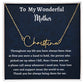 To My Wonderful Mother Signature Style Necklace, Birthday Gift For My Wonderful Mother, Mothers Day Gift, Meaningful Gift, Gift From Daughter.