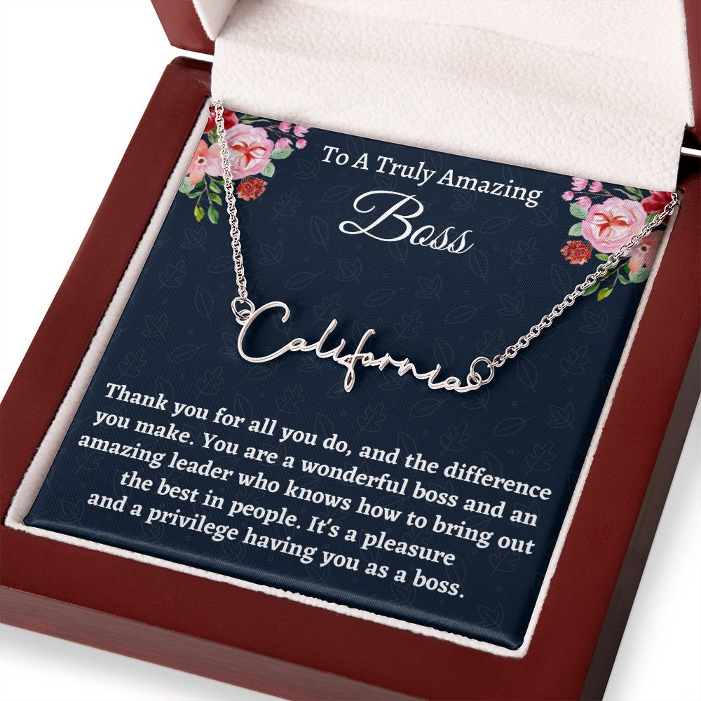 Personalized Signature Necklace, Boss Gift for Women Boss, Name Necklace Gift, Boss Lady Jewelry Gift, Appreciation Thank You Gift