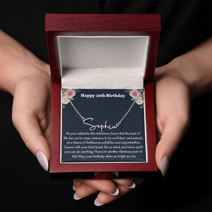 Happy 30th Birthday Signature Style Necklace, Birthday Gift For A 30 Year Old, Job Promotion  Gift For Her, New Mom Jewelry Gift, Meaningful Gift.