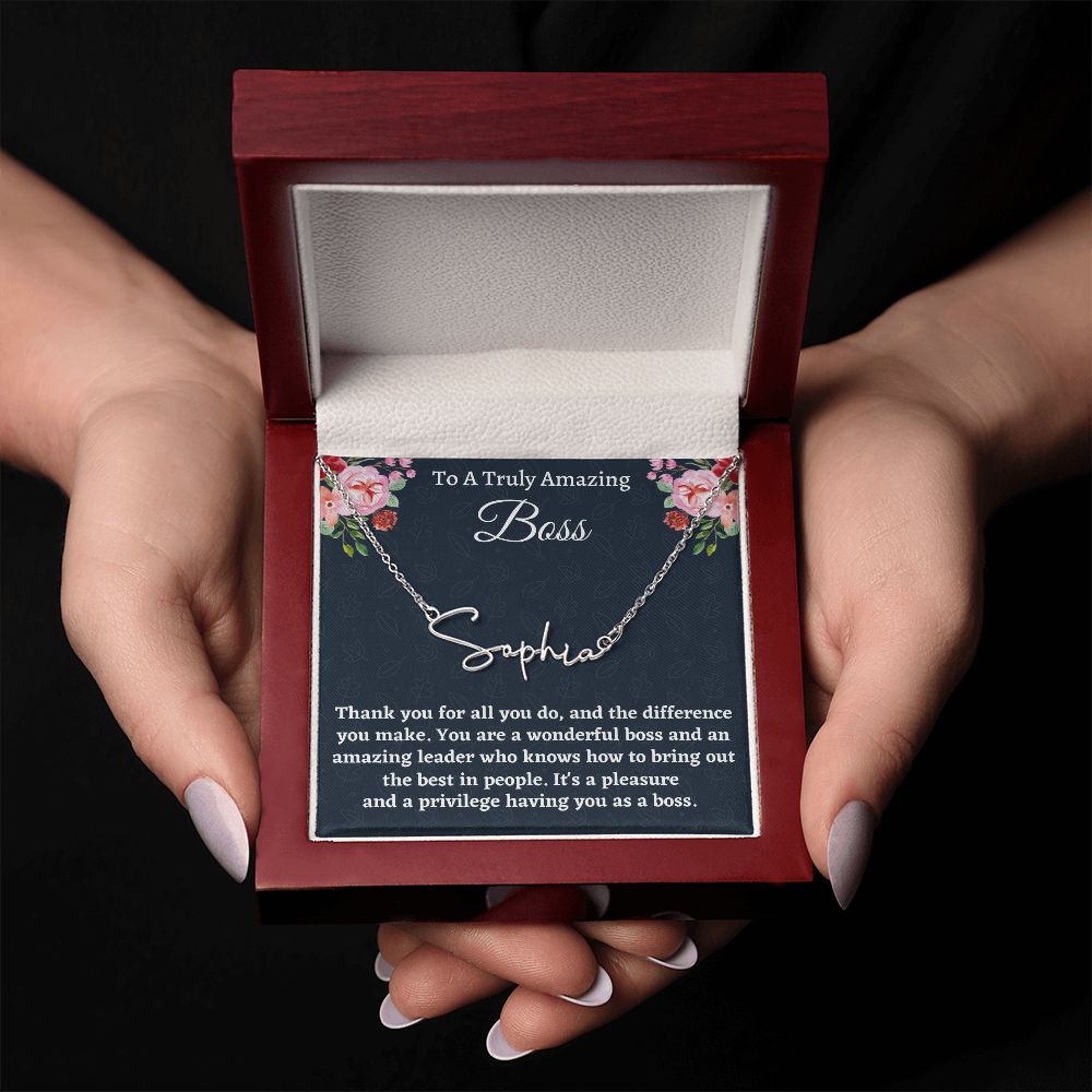 Personalized Signature Necklace, Boss Gift for Women Boss, Name Necklace Gift, Boss Lady Jewelry Gift, Appreciation Thank You Gift