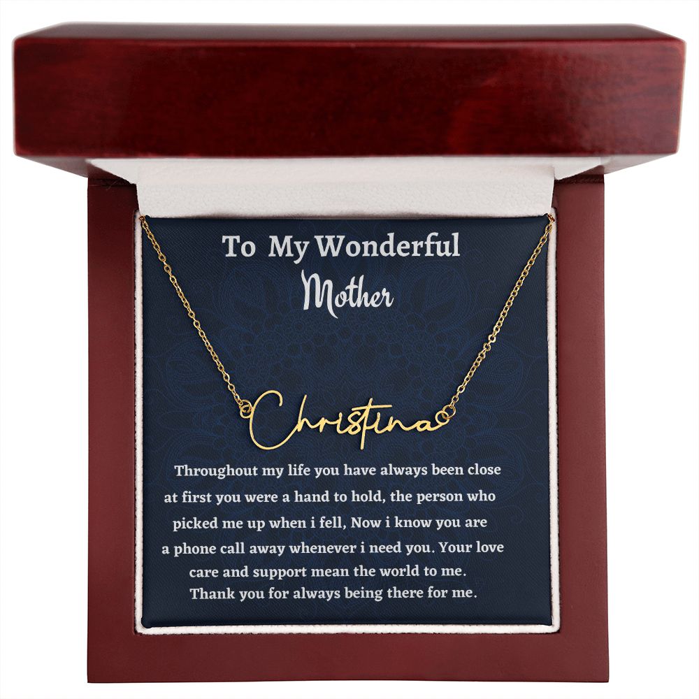 To My Wonderful Mother Signature Style Necklace, Birthday Gift For My Wonderful Mother, Mothers Day Gift, Meaningful Gift, Gift From Daughter.