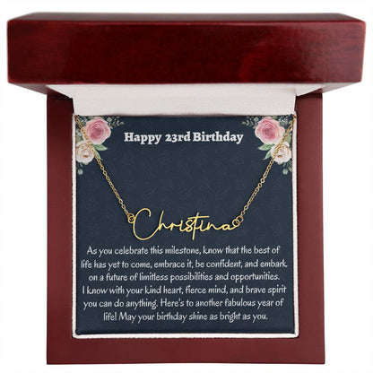 Happy 23rd Birthday Signature Style Necklace, Birthday Gift For A 23 Years Old, Graduation Gift For Her, New Mom Jewelry Gift, Meaningful Gift.