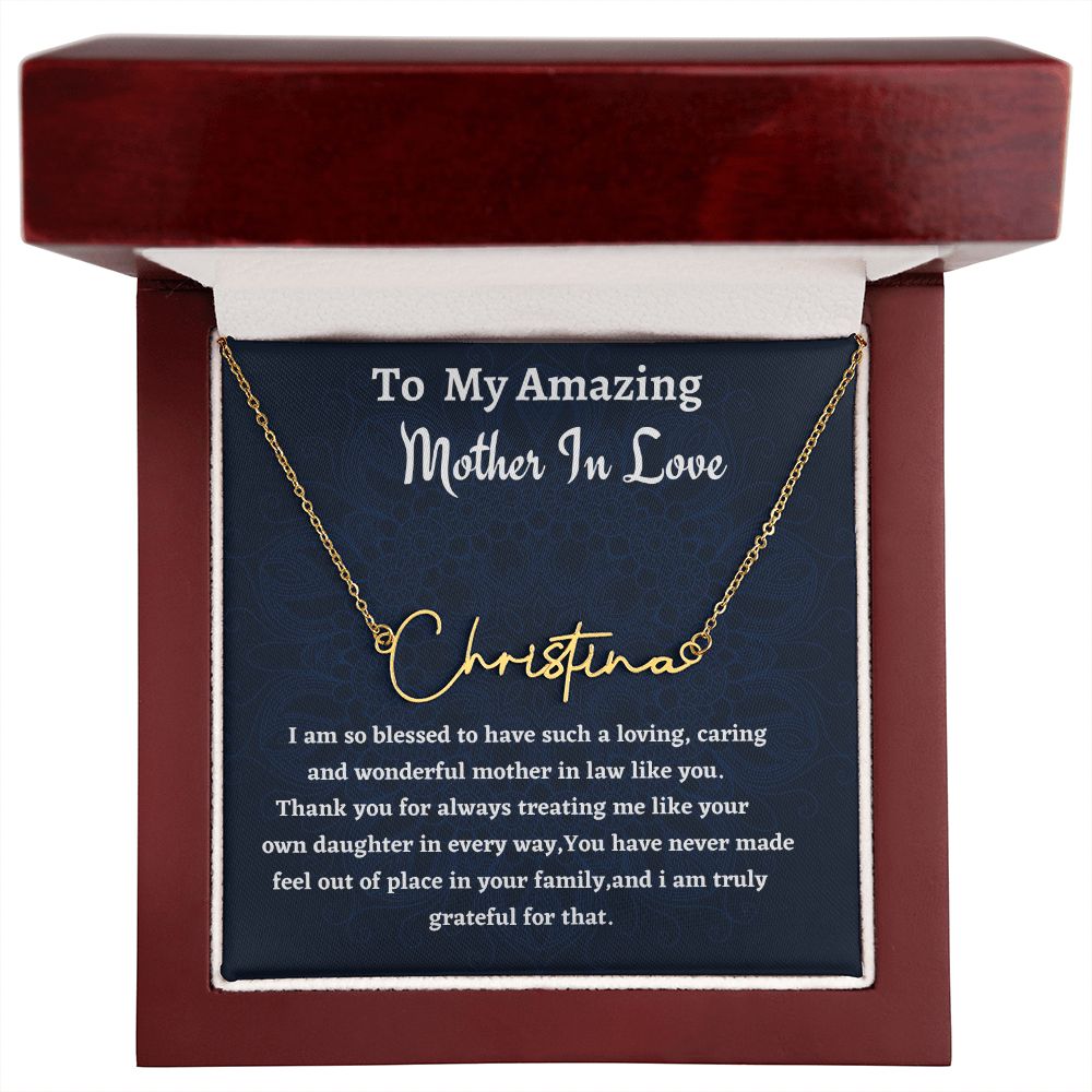 To My Amazing Mother In Love Signature Style Necklace, Birthday Gift For An  Amazing Mother In Love, Mothers Day Gift, Gift From Daughter In Law.