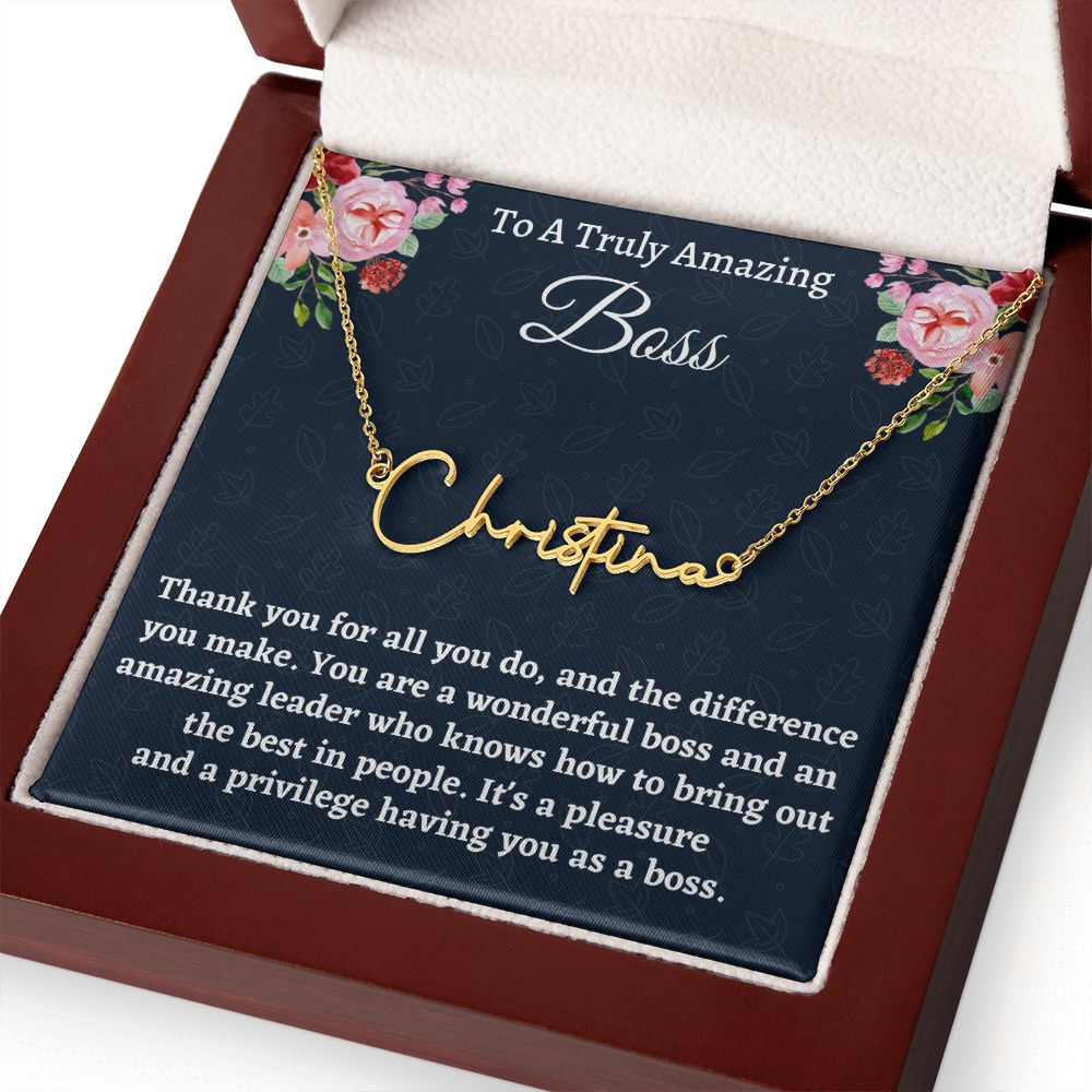 Personalized Signature Necklace, Boss Gift for Women Boss, Name Necklace Gift, Boss Lady Jewelry Gift, Appreciation Thank You Gift