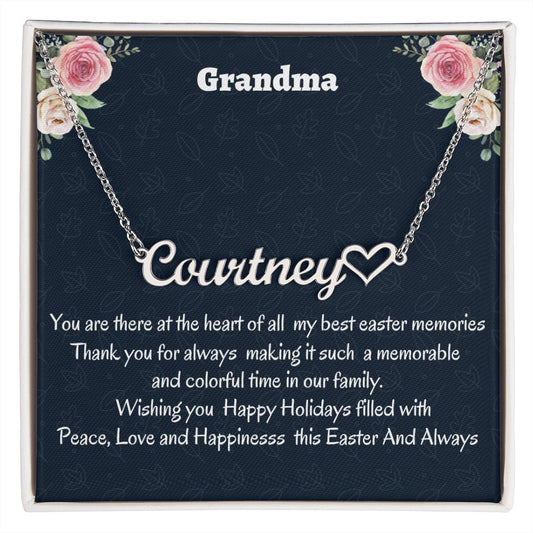 To My Grandma Heart Name  Necklace, Custom Name Necklace Gift For Grandmother, Easter Gift, Birthday Gift From Granddaughter.