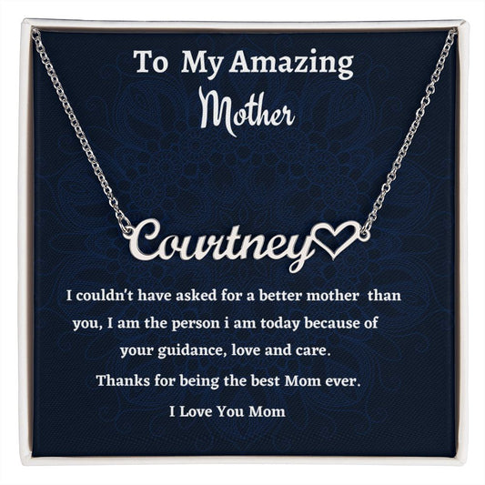 To My Amazing Mother Heart Name Necklace, Birthday Gift For My Amazing Mother, Mothers Day Gift, Meaningful Gift, Gift From Daughter.