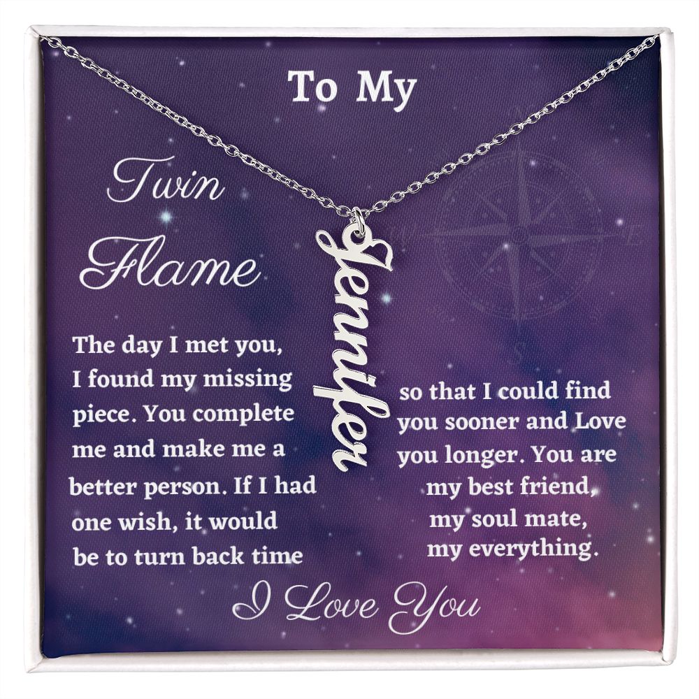 To My  Twin Flame Vertical Flame Necklace, Soulmate Necklace Gift, Husband To Wife Necklace Gift, Boyfriend To  Girlfriend Gift, Birthday Gift For Her, Women Jewelry.