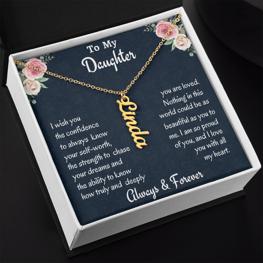 To My Daughter Personalized Vertical Necklace, Daughter Graduation Gift, Birthday Gift For Her, Customized Jewelry, Mother To Daughter Gift.