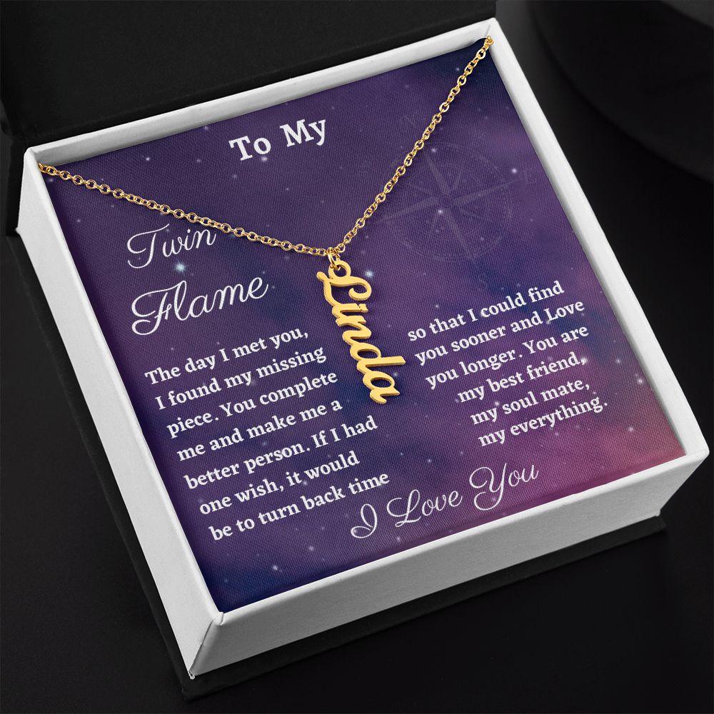 To My  Twin Flame Vertical Flame Necklace, Soulmate Necklace Gift, Husband To Wife Necklace Gift, Boyfriend To  Girlfriend Gift, Birthday Gift For Her, Women Jewelry.