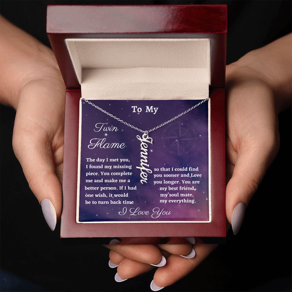 To My  Twin Flame Vertical Flame Necklace, Soulmate Necklace Gift, Husband To Wife Necklace Gift, Boyfriend To  Girlfriend Gift, Birthday Gift For Her, Women Jewelry.