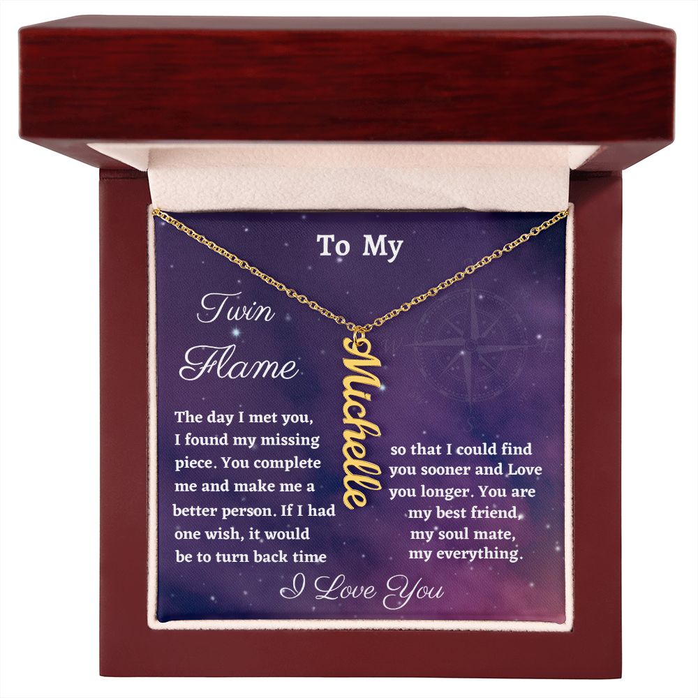 To My  Twin Flame Vertical Flame Necklace, Soulmate Necklace Gift, Husband To Wife Necklace Gift, Boyfriend To  Girlfriend Gift, Birthday Gift For Her, Women Jewelry.