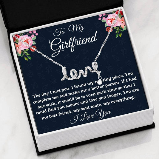 To My Girlfriend Necklace Gift, Scripted Love Necklace For Her Birthday, Anniversary Gift, Gift For Her, Gift For Girlfriend