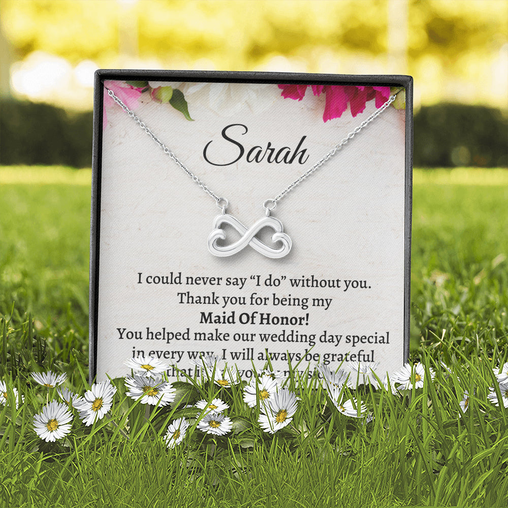 Maid of Honor Thank You Gift From Bride,Personalized Maid of Honor Thank You Gift, Infinity Hearts Necklace, Appreciation Gift, Jewelry Gift, Matron of Honor Gift