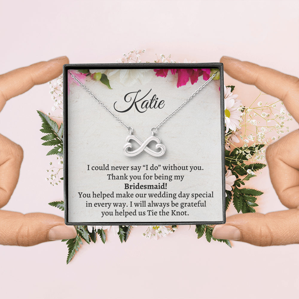 Bridesmaid Thank You Gift From Bride, Personalized Bridesmaid Thank You Gift, Infinity Heart Necklace, Appreciation Gift, Bridesmaid Jewelry Gift
