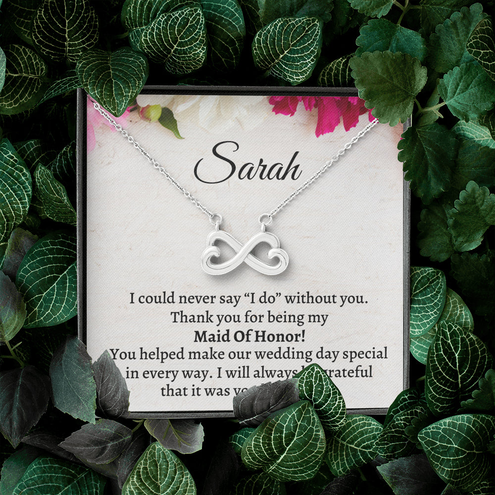 Maid of Honor Thank You Gift From Bride,Personalized Maid of Honor Thank You Gift, Infinity Hearts Necklace, Appreciation Gift, Jewelry Gift, Matron of Honor Gift