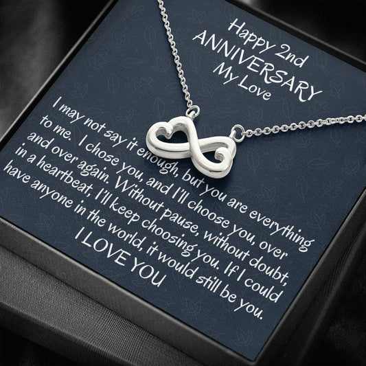 Happy 2nd Wedding Anniversary Infinity Heart Wife Gift, Second Anniversary Gift For Her Anniversary