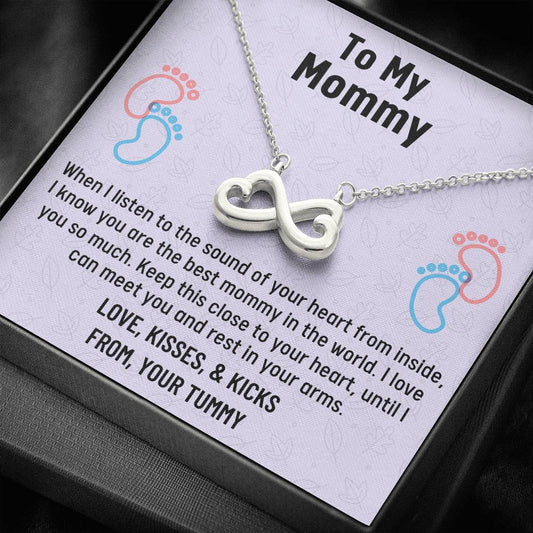 Mom To Be Gift, Infinity Hearts Necklace Gift For Expecting Mom, Mommy To Be Gift Mommy Present From Unborn Baby, Pregnancy Gift