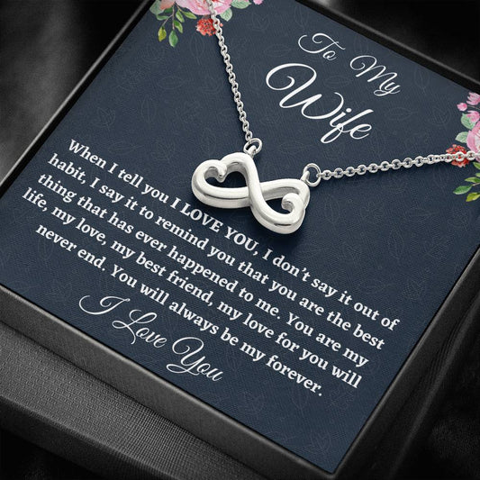 To My Wife Necklace Gift, Infinity Hearts Necklace For Her Anniversary, Birthday Gift, Gift For Her, Gift For Wife Appreciation Gift