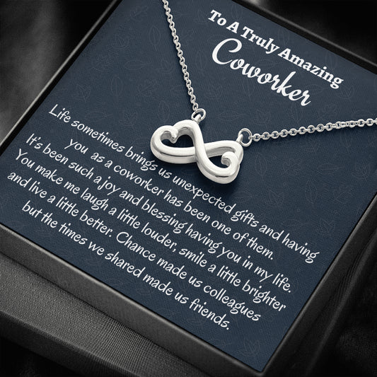 Coworker Necklace Gift, Appreciation Gift For A Coworker, Infinity Necklace Personalized Colleague Gift, Jewelry Gift For Women