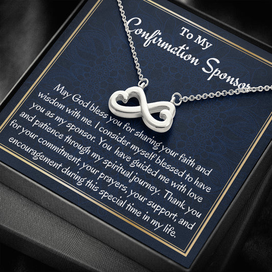 Confirmation Sponsor Gift for Women, Love Knot Necklace, Religious Appreciation Gift, To My Confirmation Sponsor Thank You Present