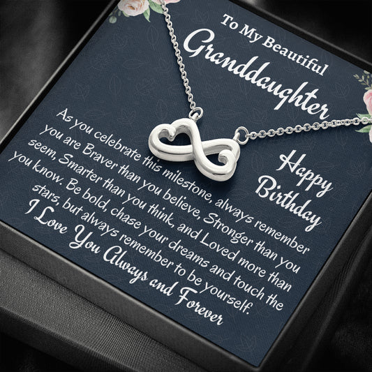 To My Granddaughter Birthday Gift, Infinity Hearts Necklace, Gift For Granddaughter From Grandma, Birthday Jewelry, Grandfather to Granddaughter