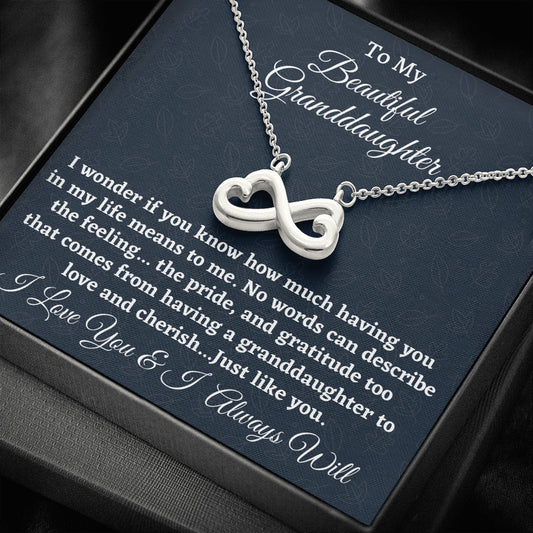 To My Granddaughter Gift, Infinity Heart Necklace, Necklace for Granddaughter, Jewelry for Granddaughter From Grandmother For Birthday Gift