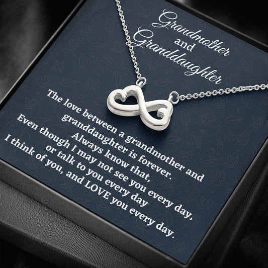 Grandmother & Granddaughter Necklace, Infinity Heart Necklace Grandma Gift, Granddaughter Gift, Birthday Christmas Gift