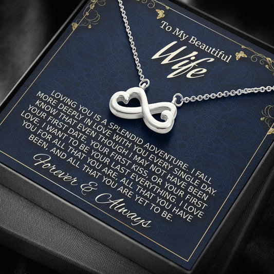 Wife Gift Necklace, Anniversary Gift for Wife, Infinity Hearts Necklace, Birthday Gift for Wife, Christmas Gift for Wife