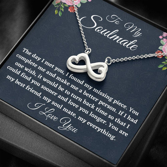 To My Soulmate Necklace Gift, Infinity Hearts Necklace For Her Birthday, Anniversary Gift, Gift For Her
