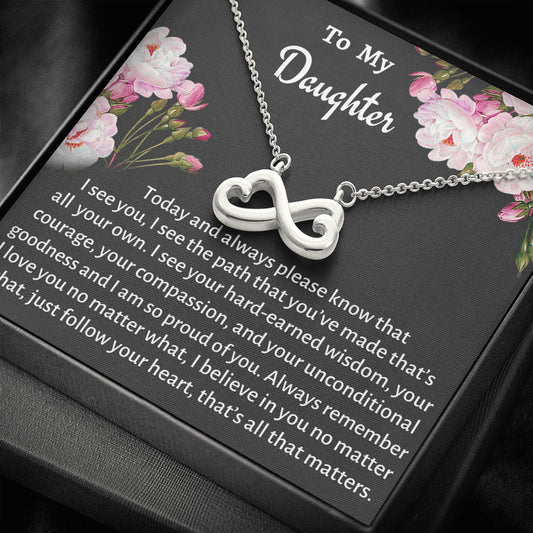 To My Daughter I Am Proud of You Gift, Infinity Necklace Gift, Father To Daughter Christmas Gift, Gift for Daughter from Mom, Birthday or Graduation Present