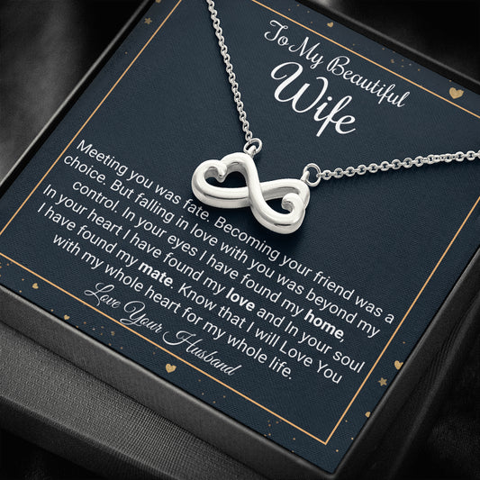 To My Wife Necklace Gift, Infinity Hearts Necklace, Christmas Gift for Wife, Birthday Gift For Her, Jewelry Gift For Wife From Husband